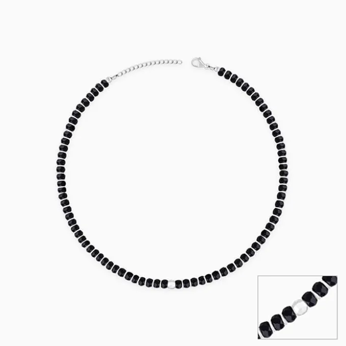 Silver Soul Spirit Black Bead Anklet