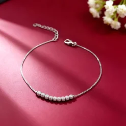 Silver Sparkling Bead Anklet