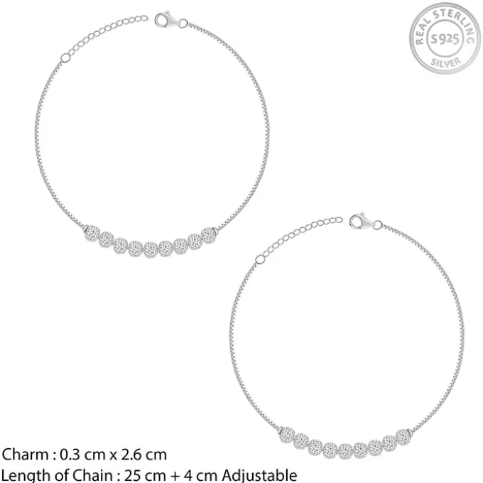 Silver Sparkling Bead Anklet