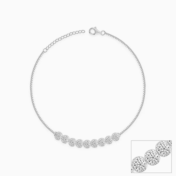 Silver Sparkling Bead Anklet