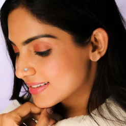Silver Sparkling Heart Nose Pin