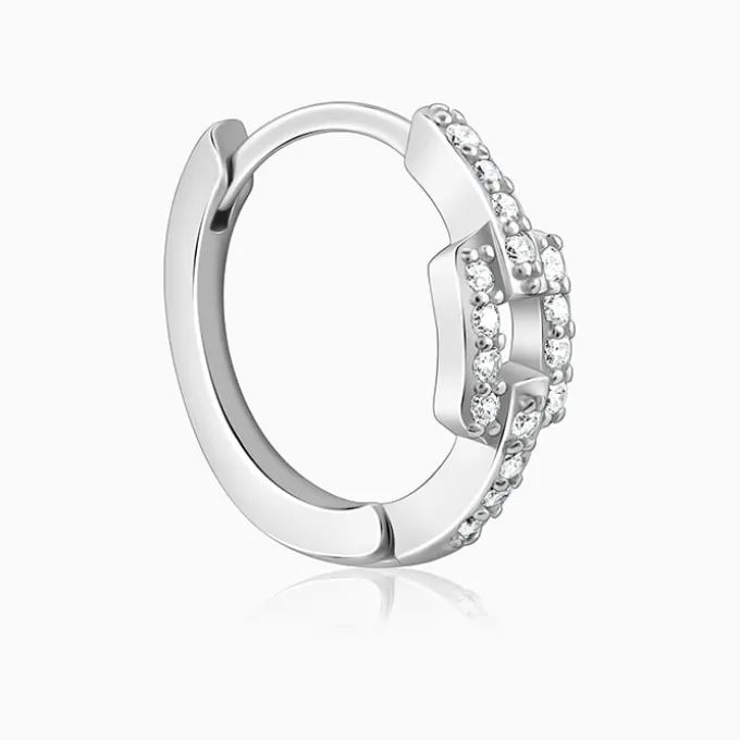 Silver Sparkling Loop Huggies Earrings