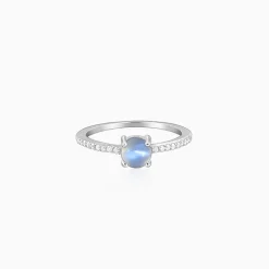Silver Sparkling Moonstone Ring