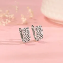 Silver Sparkling Shine Hoop Earrings