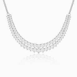 Silver Sparkling Solitaire Layered Necklace