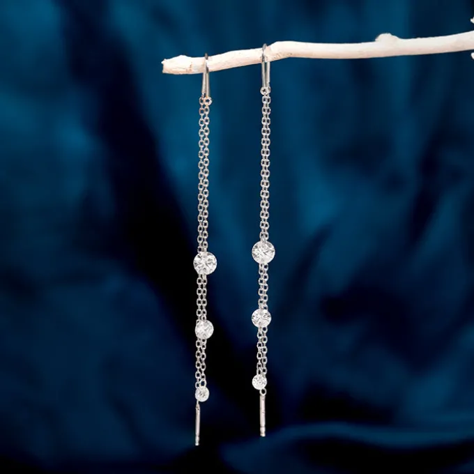 Silver Sparkling Sui Dhaga Earrings