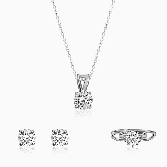 Silver Sparkling Zircon Trio
