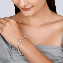 Silver Sparkly Elegant Tennis Bracelet
