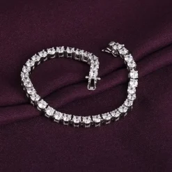 Silver Sparkly Elegant Tennis Bracelet