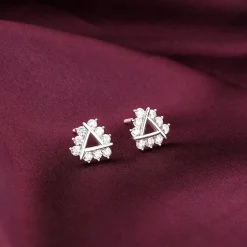 Silver Sparkly Triangle Earrings