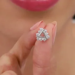 Silver Sparkly Triangle Earrings