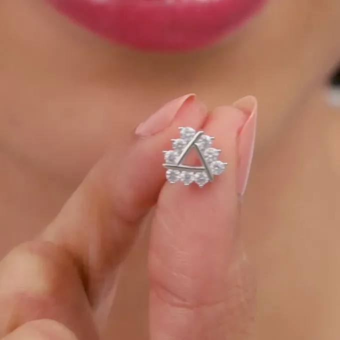 Silver Sparkly Triangle Earrings