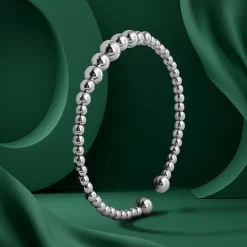 Silver Sphere Cuff Bracelet