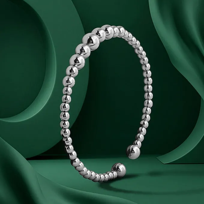 Silver Sphere Cuff Bracelet