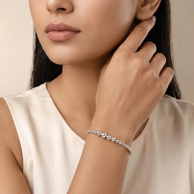 Silver Sphere Cuff Bracelet