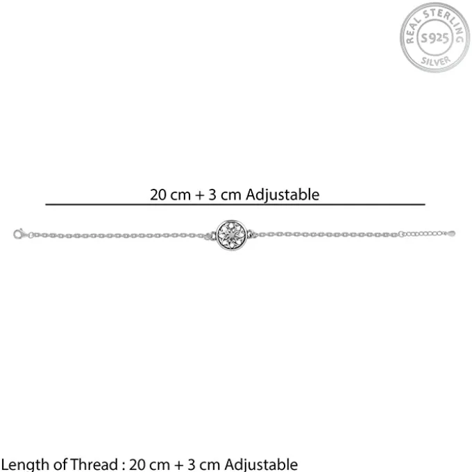 Silver Sphere Floral Bracelet Rakhi