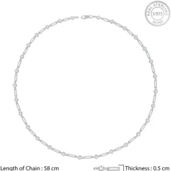 Silver Square & Bar Chain For Him