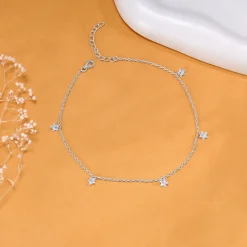 Silver Star Charmed Anklet
