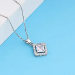 Silver Starlight Sparkle Pendant With Box Chain