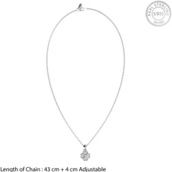 Silver Starlit Floral Pendant with Link Chain