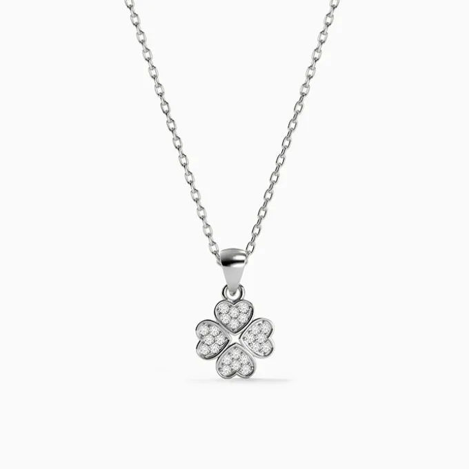 Silver Starlit Floral Pendant with Link Chain
