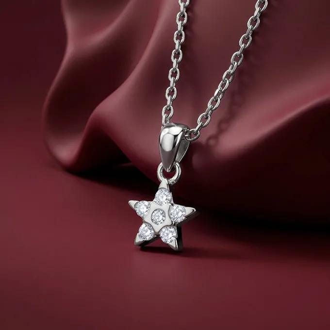 Silver Starlit Gleam Pendant with Link Chain