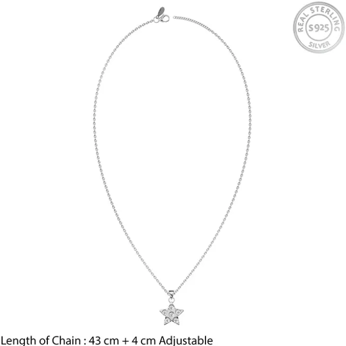 Silver Starlit Gleam Pendant with Link Chain