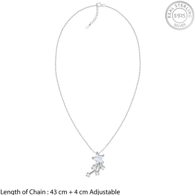 Silver Starlite Pendant With Link Chain