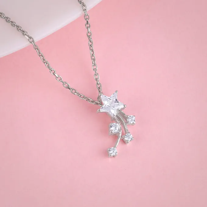 Silver Starlite Pendant With Link Chain