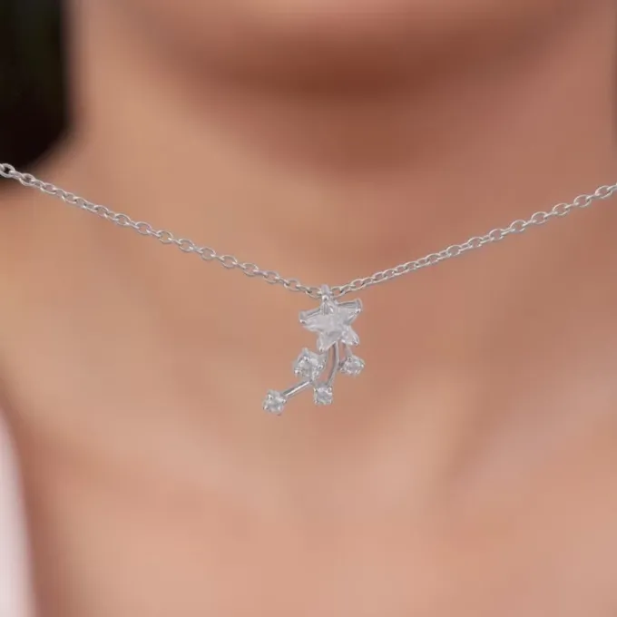Silver Starlite Pendant With Link Chain