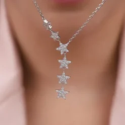 Silver Starry Drop Necklace