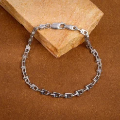 Silver Steel Stride Bracelet For Him