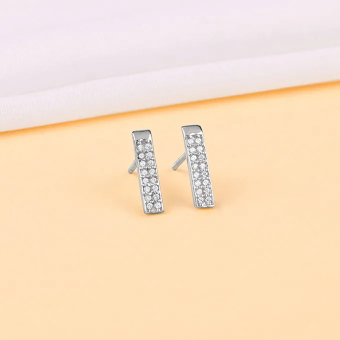 Silver Stellar Bar Earrings