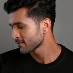 Silver Storm Edge Earring For Men