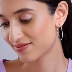 Silver Studded Hoop Earrings