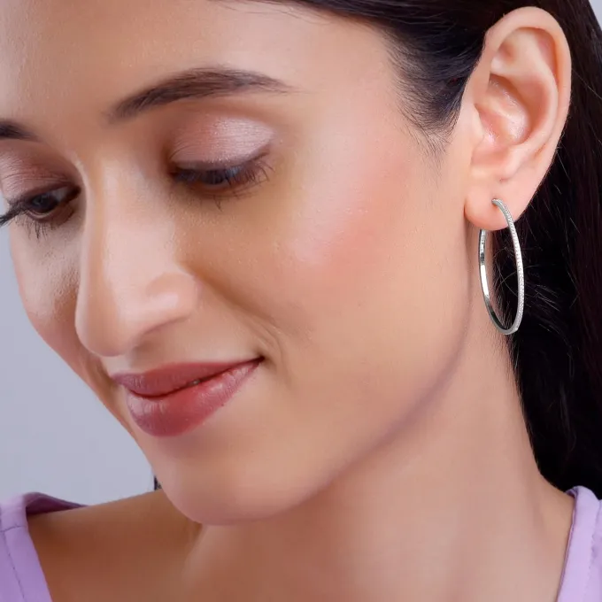 Silver Studded Hoop Earrings