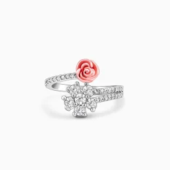 Silver Studded Rose Ring