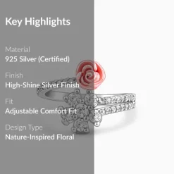 Silver Studded Rose Ring