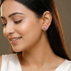 Silver Studded Wave Earrings