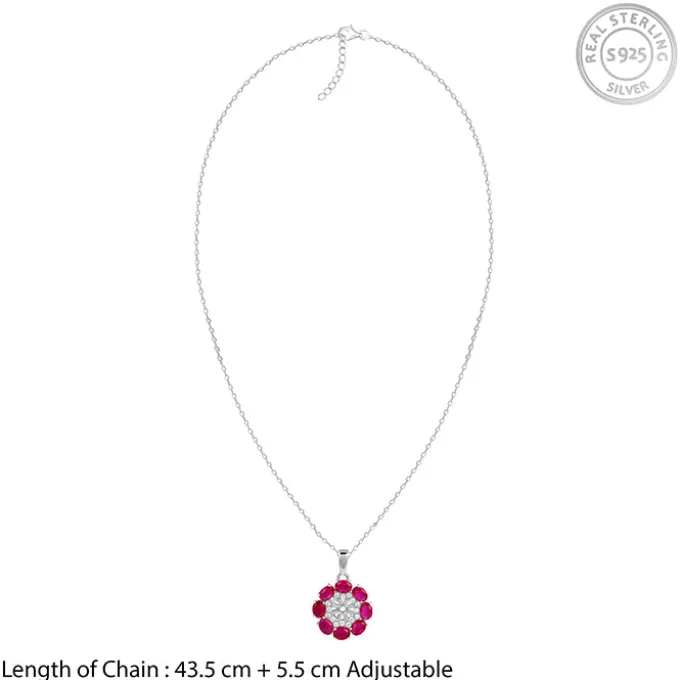 Silver Stunning Floret Pendant With Link Chain