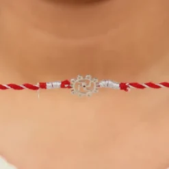 Silver Swastik Bloom Rakhi