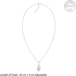 Silver Tear Drop Pendant With Link Chain