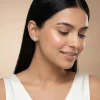 Silver Texture Pave Bar Stud Earrings