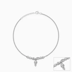 Silver Textured Bead Drop Anklet