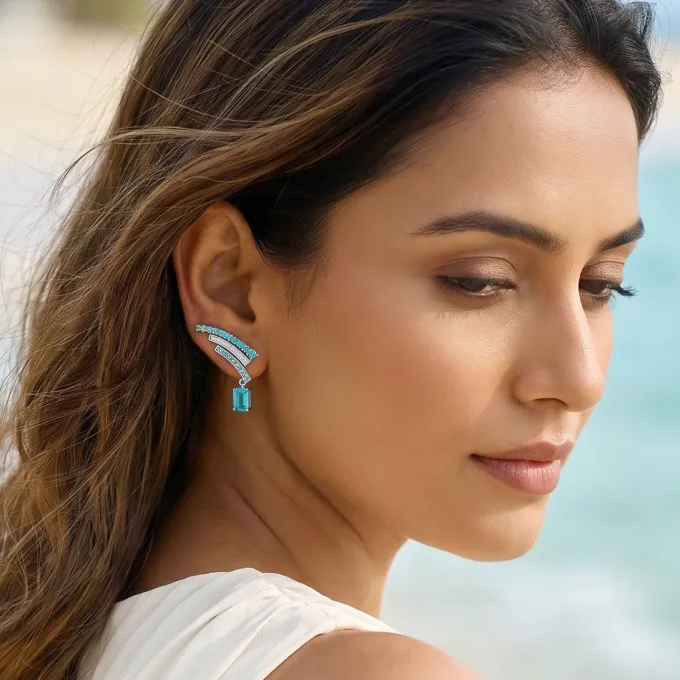 Silver Thelxipeia Climber Earrings