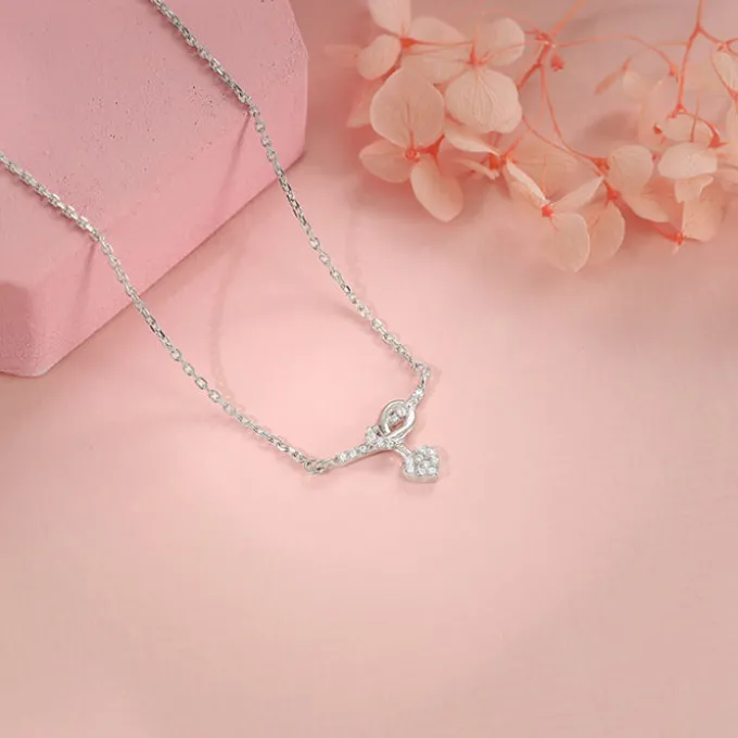 Silver Tied Heart Necklace