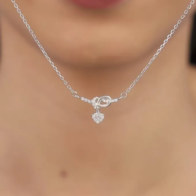 Silver Tied Heart Necklace