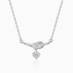 Silver Tied Heart Necklace