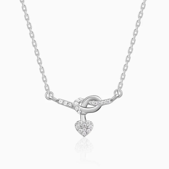 Silver Tied Heart Necklace