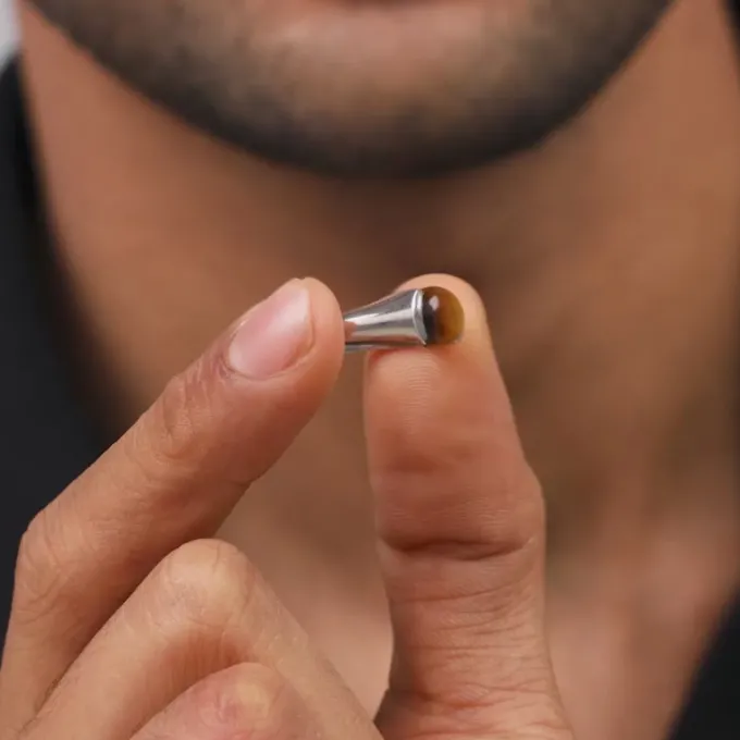 Silver Tiger Eye Men Ring For Him